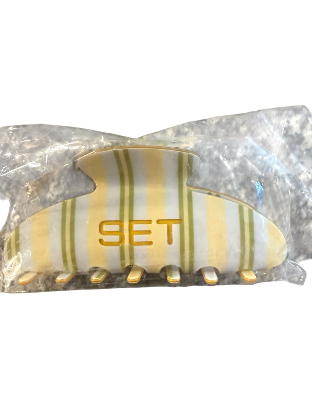 Set Active Striped Yellow & Green Hair Clip - NWT - sold out color